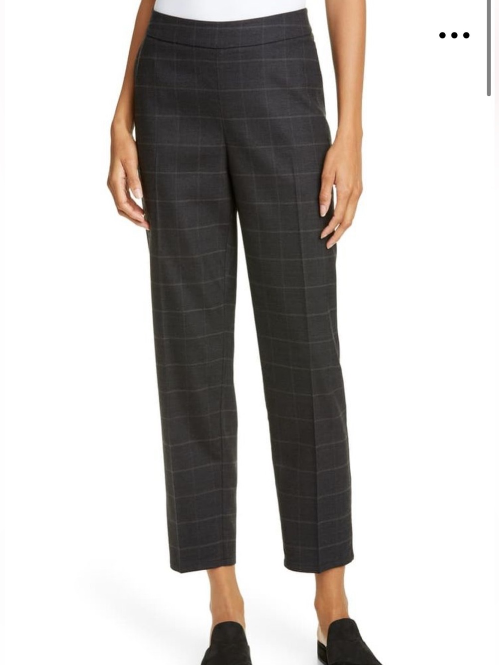Eileen Fisher Windowpane Charcoal Wool Pants NWOT